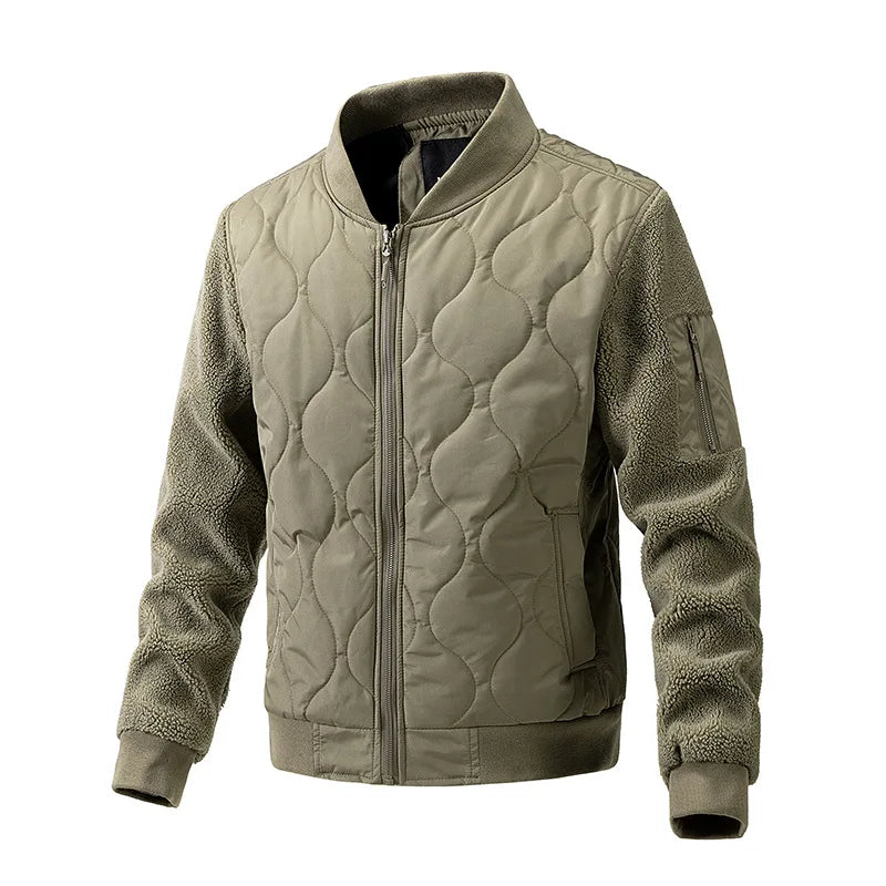 Men's Polyester V-Neck Full Sleeves Zipper Closure Winter Jacket