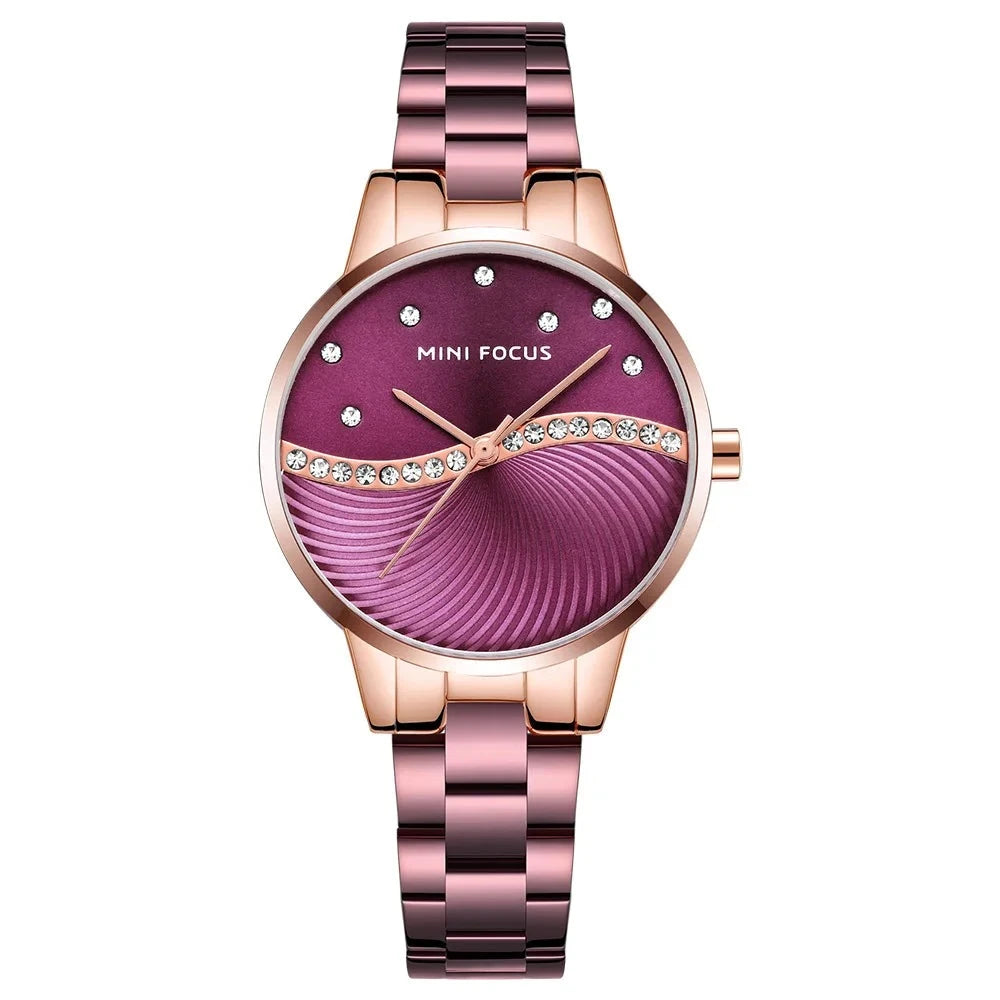 Women's Stainless Steel Round Shaped Waterproof Luxury Watch