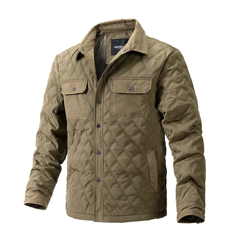 Men's Polyester Turn-Down Collar Long Sleeve Padded Pattern Jacket