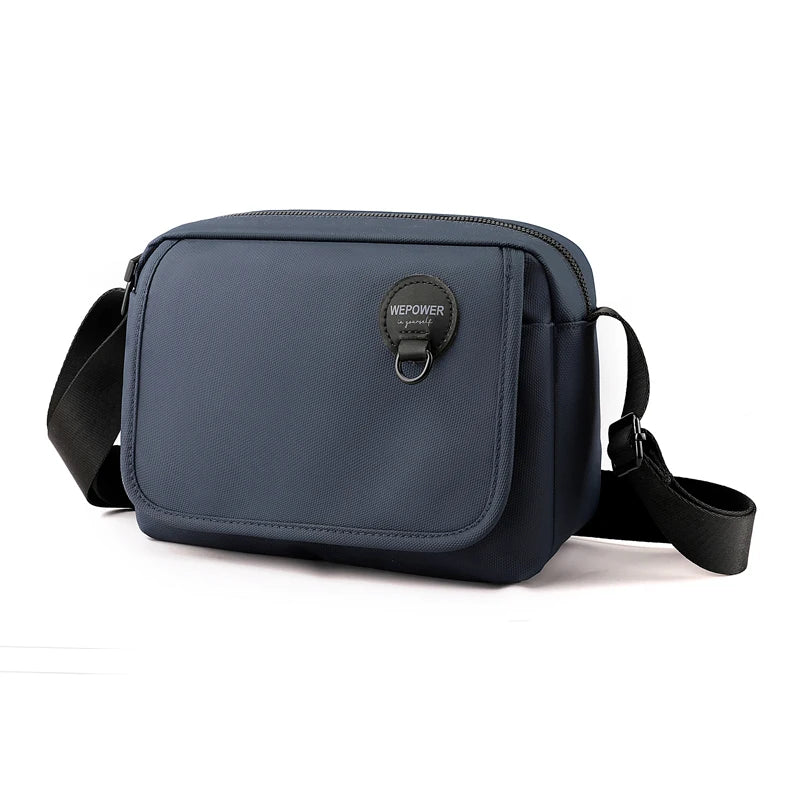 Men's Nylon Zipper Closure Solid Pattern Crossbody Shoulder Bag