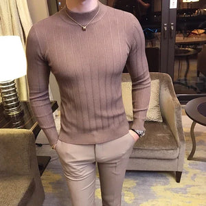 Men's Polyester Turtleneck Full Sleeves Solid Pattern Sweater