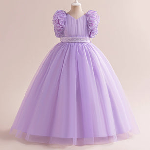 Kid's Girl Polyester Sleeveless Pleated Pattern Princess Dress