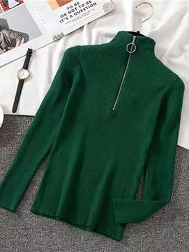 Women's Acrylic Turtleneck Full Sleeves Solid Pattern Sweater