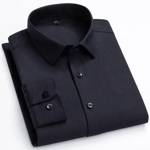 Men's Cotton Turndown Collar Long Sleeves Formal Wear Shirts