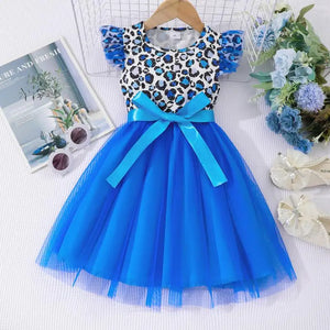 Kid's Girl Polyester Sleeveless Leopard Pattern Princess Dress