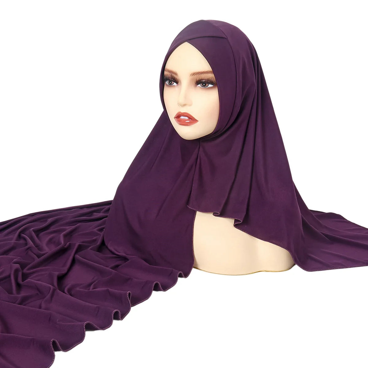 Women's Arabian Polyester Head Wrap Solid Pattern Elegant Hijabs