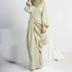 Women's Arabian Polyester Full Sleeves Solid Pattern Casual Dress