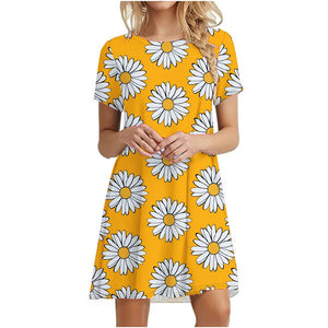 Women's Polyester Short Sleeves Floral Pattern Mini Casual Dress