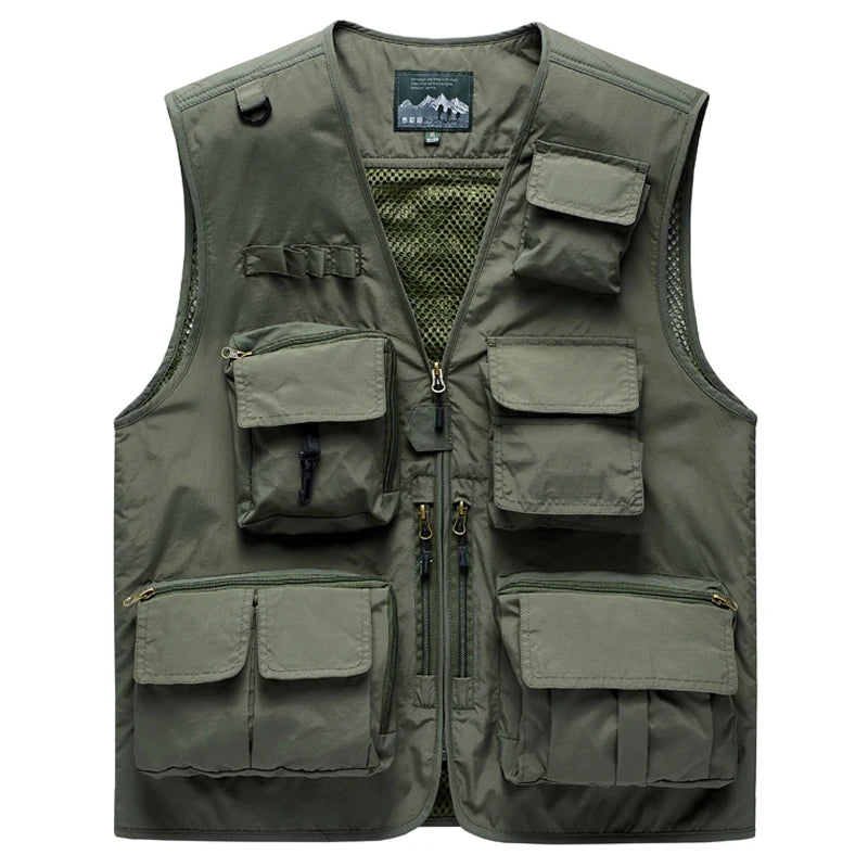 Men's Polyester V-Neck Sleeveless Zipper Closure Solid Jacket