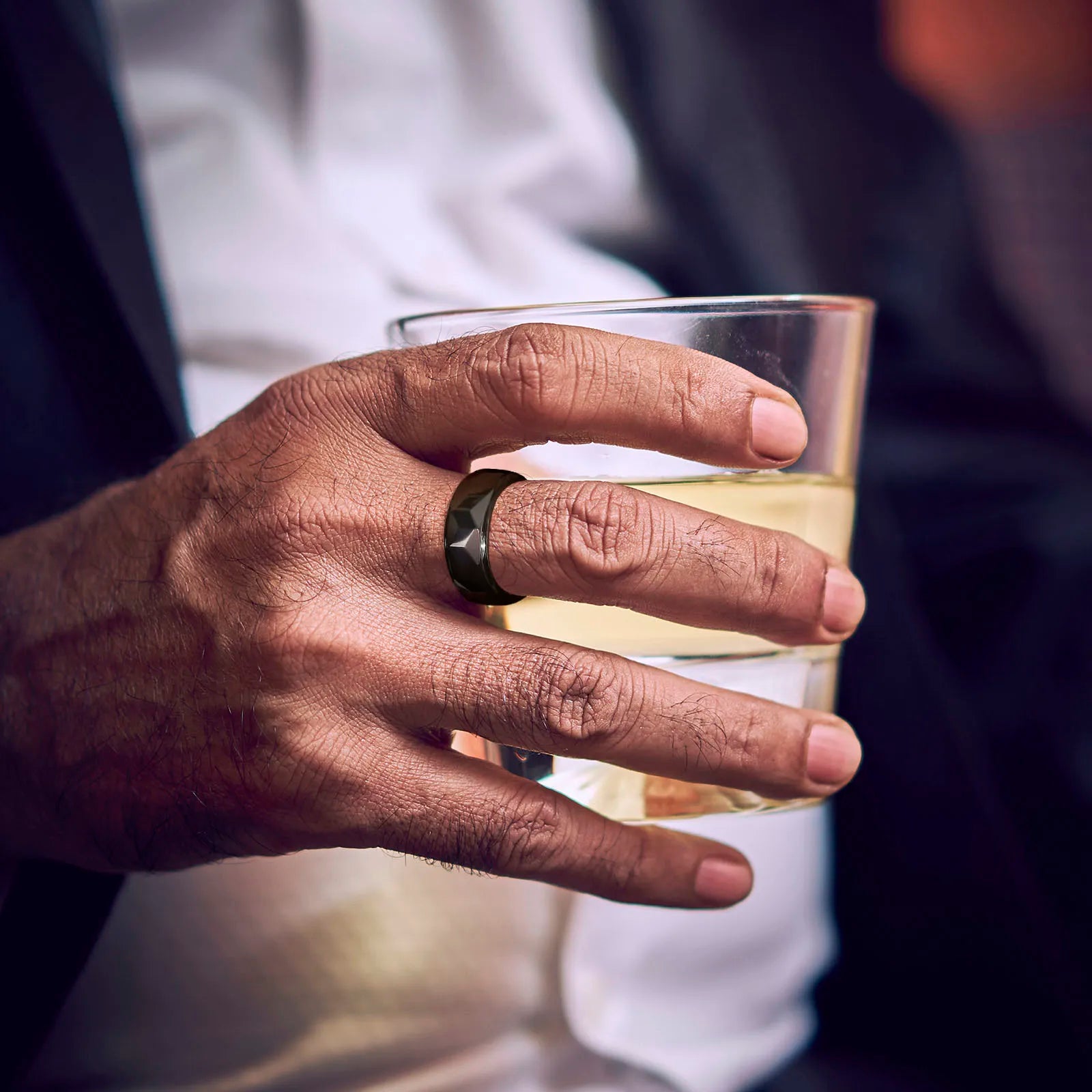 Men's Metal Tungsten Geometric Shaped Prong Setting Wedding Rings
