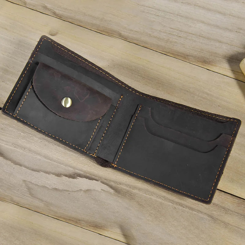 Men's Genuine Leather Solid Pattern Card Holder Trendy Wallets