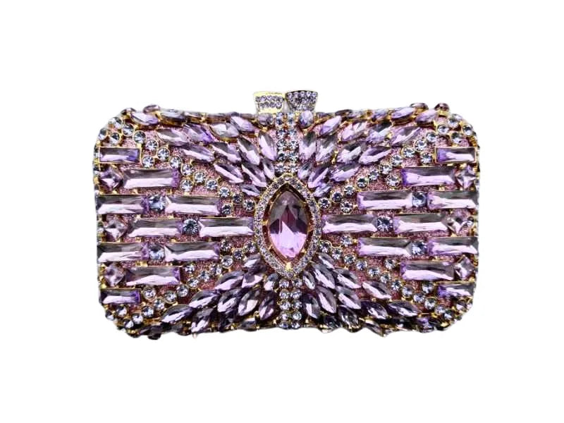 Women's Metallic Hasp Closure Rhinestone Pattern Wedding Clutch