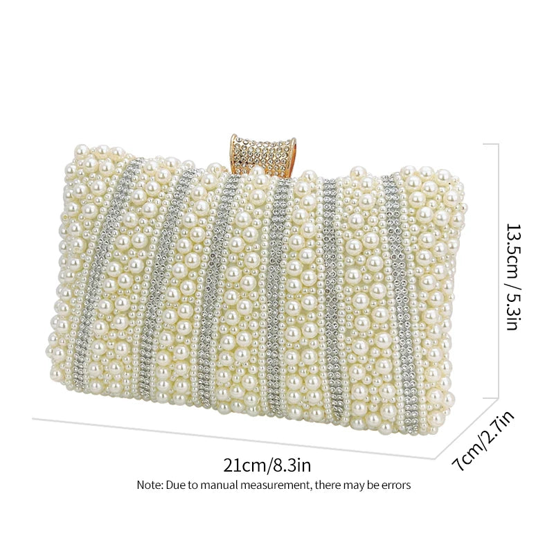 Women's Metallic Hasp Closure Beaded Classic Wedding Clutch