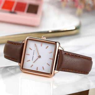 Women's Alloy Case Folding Clasp Square Shaped Waterproof Watch