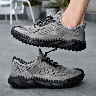 Men's Mesh Round Toe Lace-up Breathable Outdoor Sports Shoes