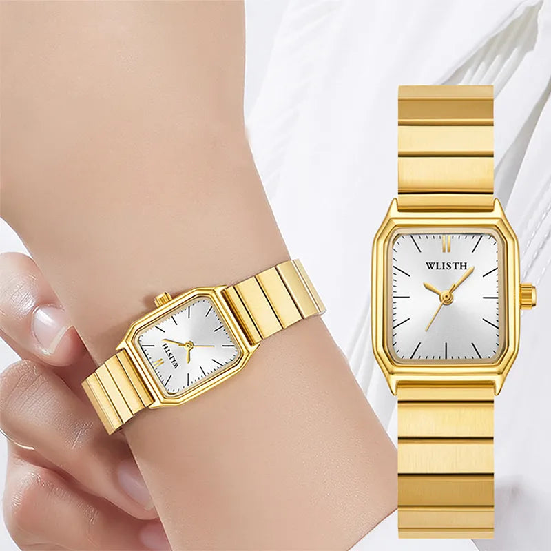 Women's Stainless Steel Hook Buckle Clasp Rectangle Quartz Watch