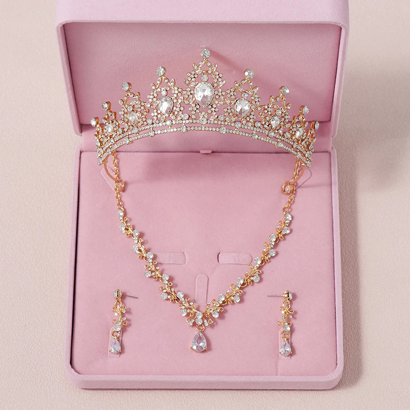 Women's Zinc Alloy Water Drop Bridal Wedding Crown Jewelry Sets