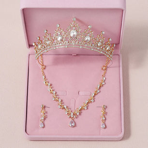 Women's Zinc Alloy Water Drop Bridal Wedding Crown Jewelry Sets