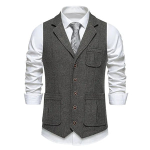 Men's Polyester Sleeveless Single Breasted Slim Formal Vests