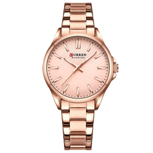 Women's Stainless Steel Bracelet Clasp Luxury Round Quartz Watch