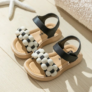 Kid's PVC Open Toe Hook Loop Closure Anti Slippery Casual Sandals