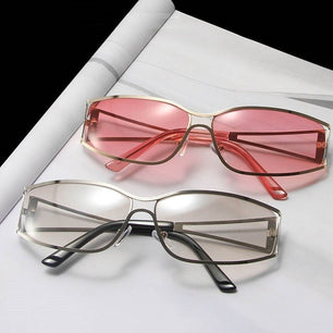 Women's Alloy Frame Resin Lens Rectangle Shaped Trendy Sunglasses