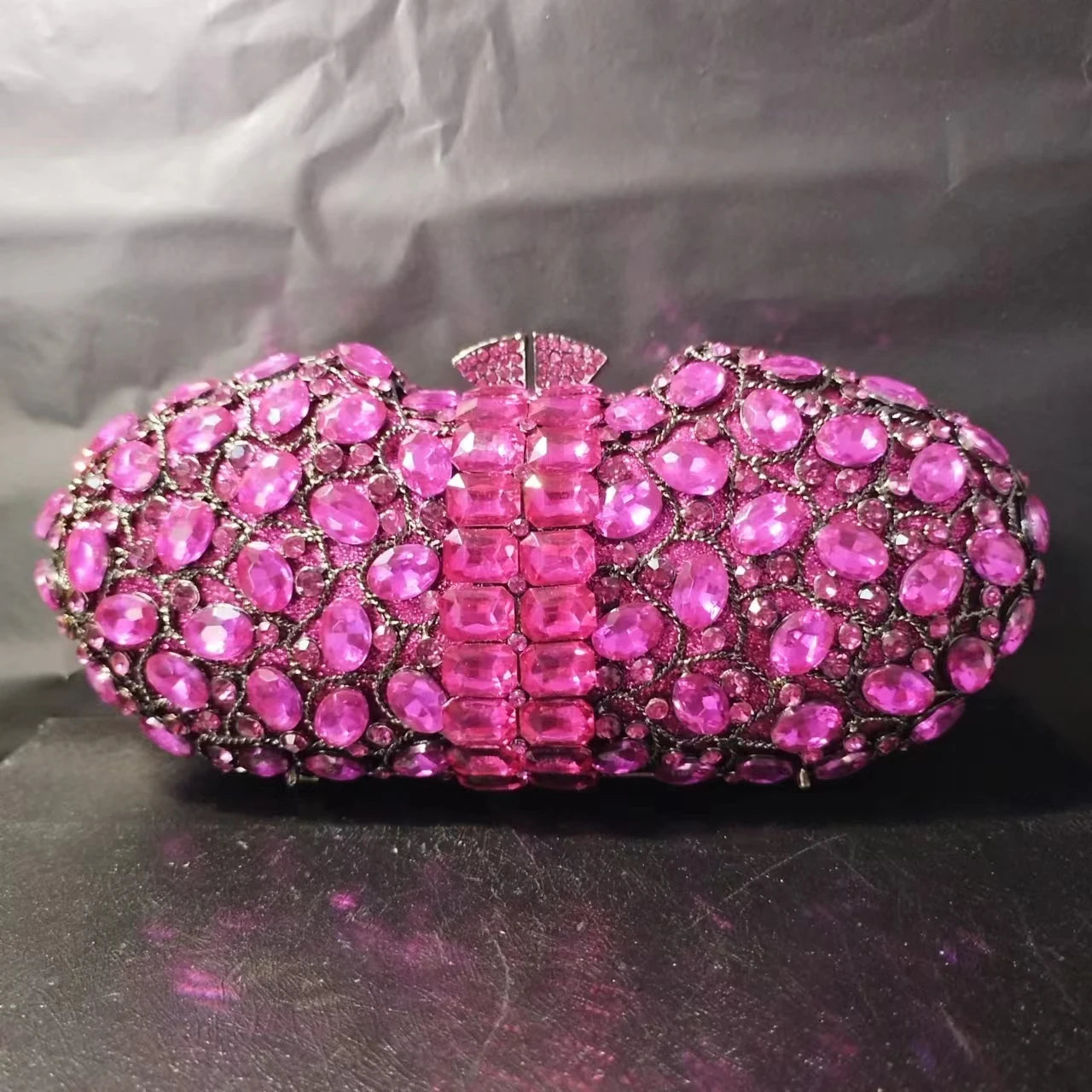 Women's Metallic Hasp Closure Rhinestone Luxury Wedding Clutch