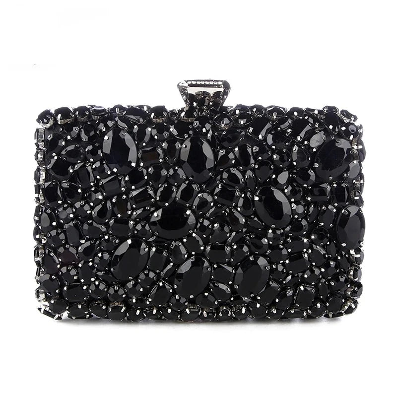 Women's Polyester Hasp Closure Rhinestone Pattern Evening Clutch