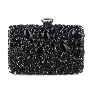 Women's Polyester Hasp Closure Rhinestone Pattern Evening Clutch