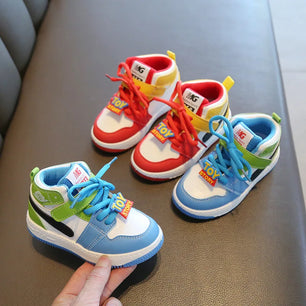 Kid's PU Round Toe Lace-Up Closure Mixed Colors Casual Shoes