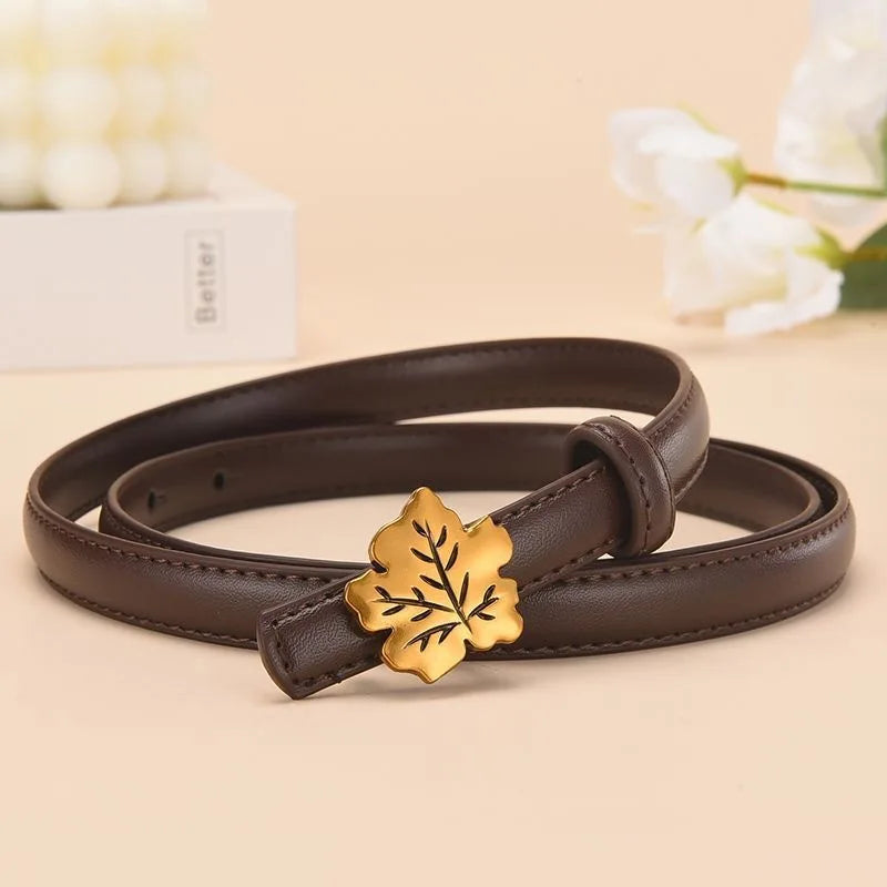 Women's Split Leather Buckle Closure Solid Pattern Trendy Belts