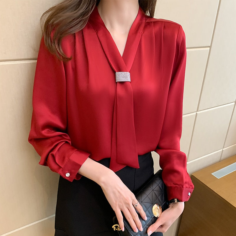 Women's V-Neck Cotton Full Sleeve Hollow Out Pullover Blouses