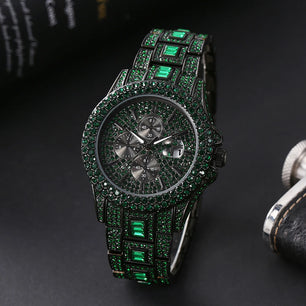 Men's Stainless Steel Buckle Clasp Quartz Trendy Round Watches