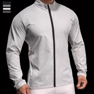 Men's Polyester Full Sleeve Solid Pattern Zipper Closure Jacket