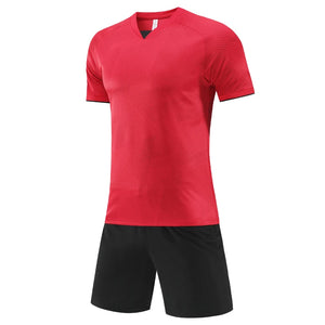 Men's Polyester V-Neck Short Sleeve Printed Breathable Sports Set