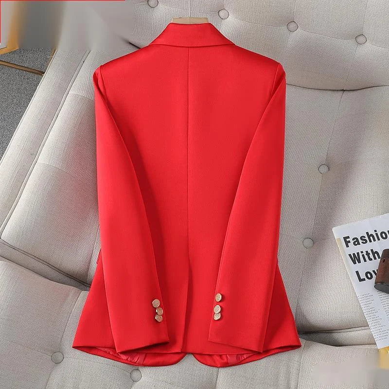 Women's Cotton Notched Long Sleeves Single Breasted Trendy Blazer