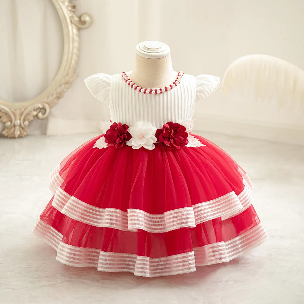 Kid's Girl Polyester Short Sleeves Patchwork Pattern Princess Dress