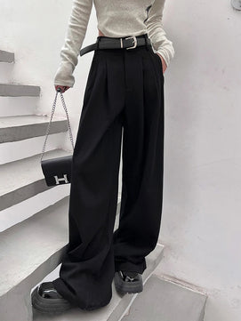 Women's Polyester Elastic Closure Mid Waist Casual Wear Trousers