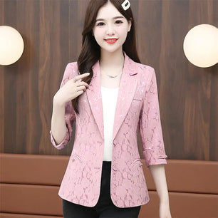 Women's Notched Collar Long Sleeve Single Breasted Chic Blazer