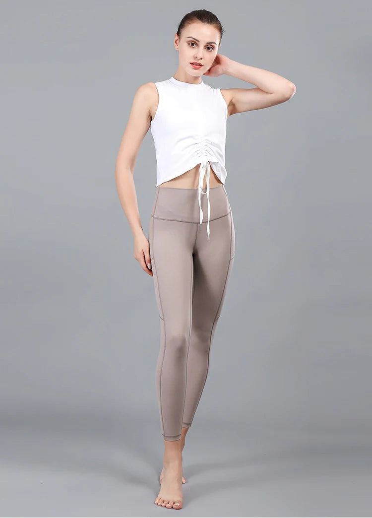 Women's Polyester Elastic Waist Full Length Solid Pattern Pant