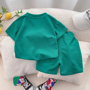 Kid's Polyester O-Neck Short Sleeve Breathable Casual Wear Clothes