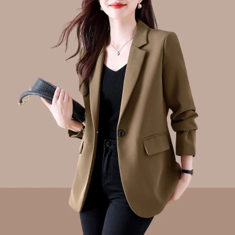 Women's Notched Collar Long Sleeve Single Breasted Chic Blazer