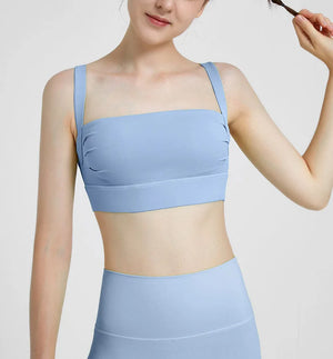 Women's Nylon Square-Neck Sleeveless Breathable Yoga Crop Top