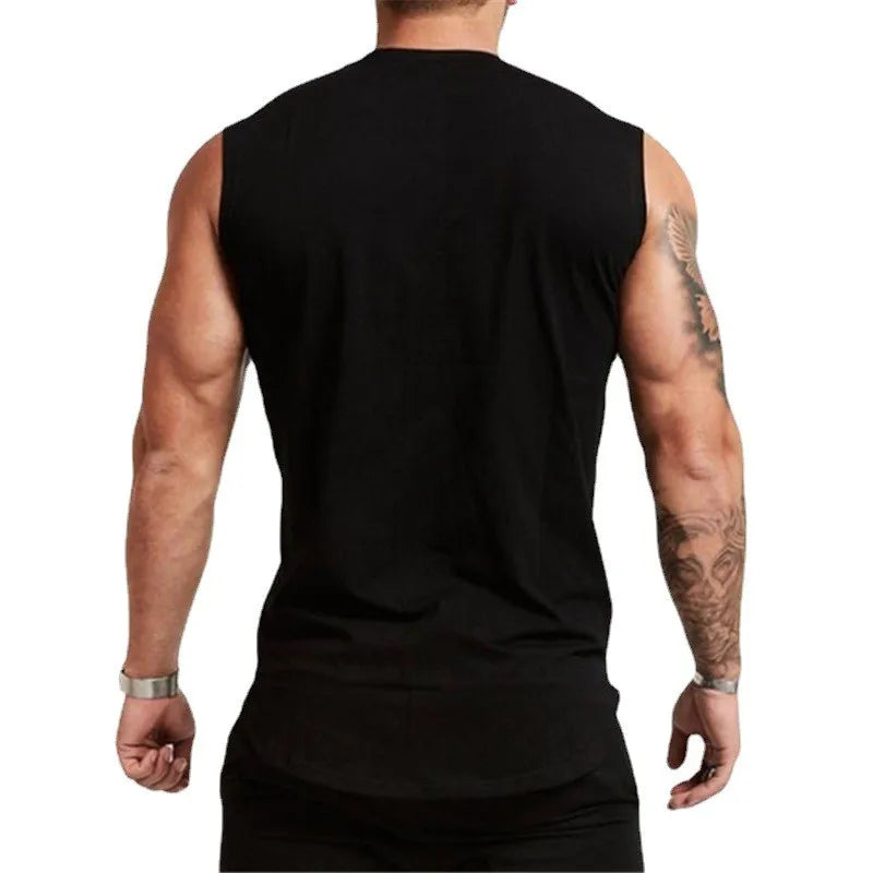 Men's Cotton Sleeveless Pullover Closure Sportswear T-Shirt