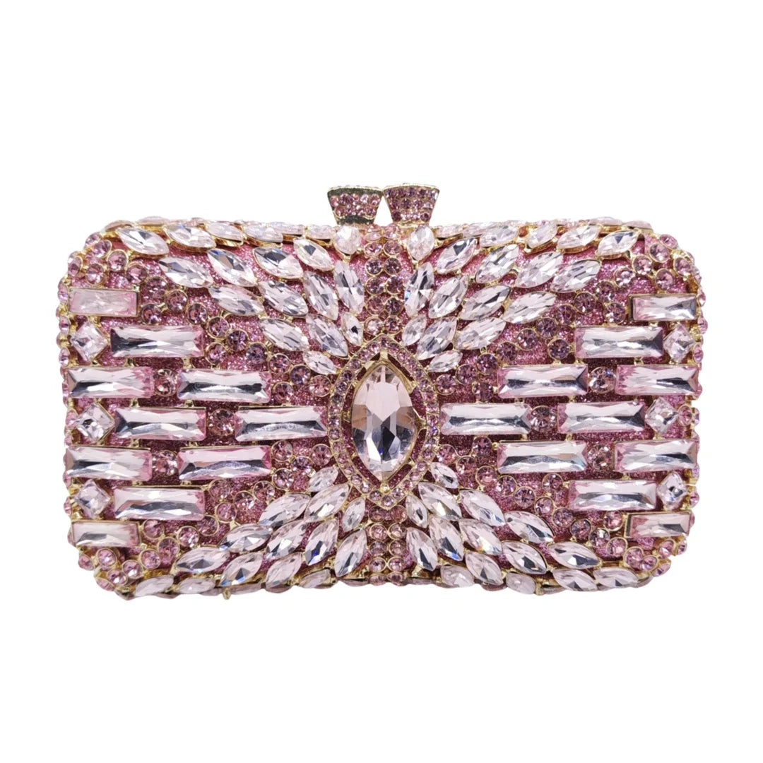 Women's Metallic Hasp Closure Rhinestone Pattern Wedding Clutch