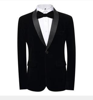 Men's Polyester Full Sleeve Single Button Closure Wedding Blazer