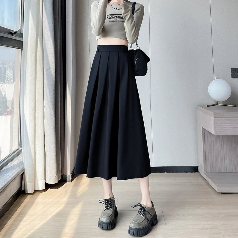 Women's Polyester High Waist Pleated Pattern Casual Wear Skirts