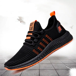 Men's Cotton Round Toe Lace-Up Closure Running Sport Sneakers