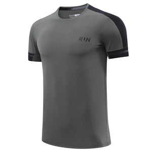 Men's Polyester O-Neck Short Sleeve Breathable Fitness Sport Tops