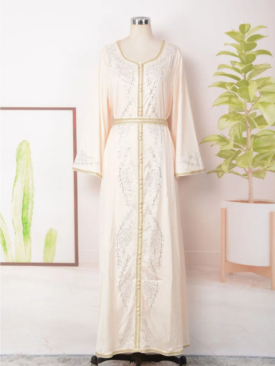 Women's Arabian Polyester Full Sleeves Embroidery Casual Dress